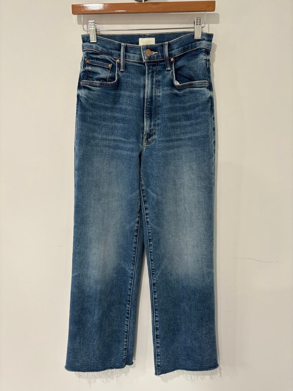 MOTHER The Maven Ankle Fray Jeans in B*tchin Medium Blue Size 25